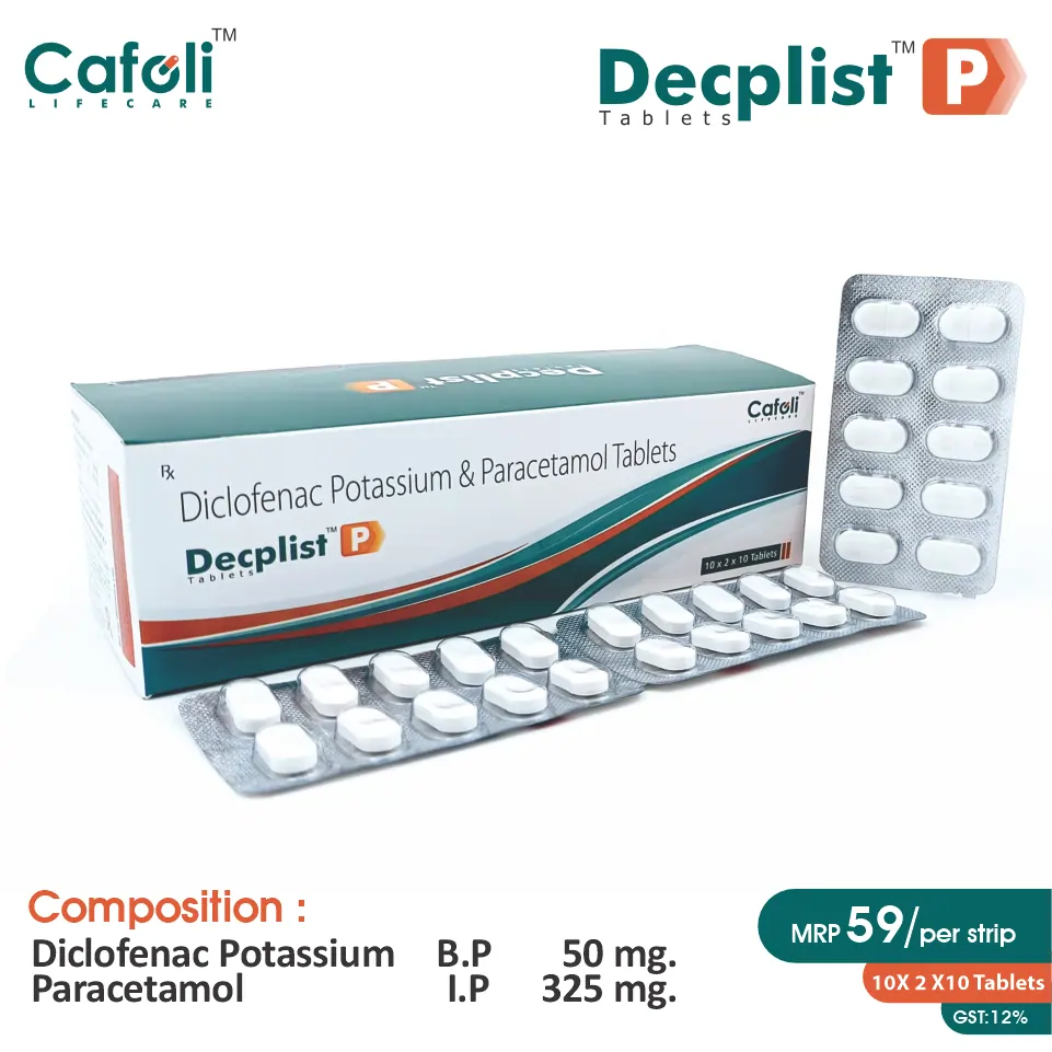 Diclofenac 50mg + Paracetamol 325mg Tablet at Best Price in PCD Pharma Franchise for NSAID and Pain Relief.